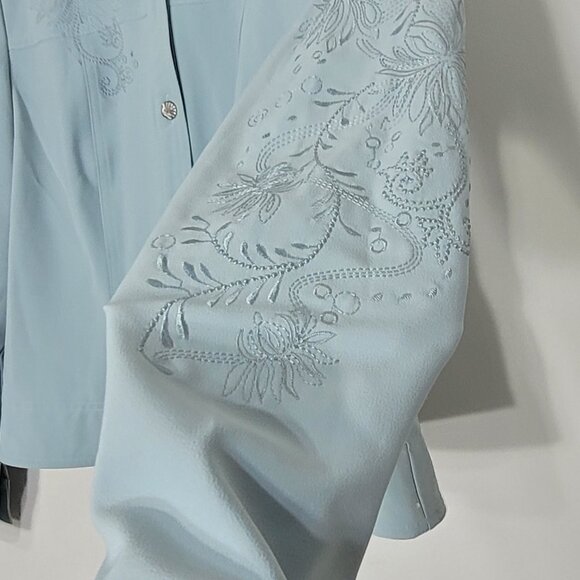 Proportion Petite Conrad C Light Blue Floral Embroidery Jacket Size 12 Petite - Picture 7 of 15